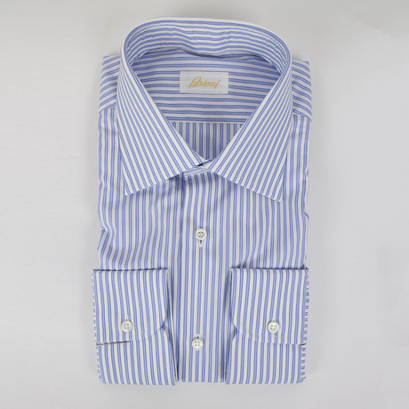 Shadow Striped Cotton Slim Fit Dress Shirt // Blue (US: 15R)