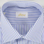 Shadow Striped Cotton Slim Fit Dress Shirt // Blue (US: 15R)
