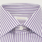 Sincere Striped Cotton Slim Fit Dress Shirt // Purple (15.75)