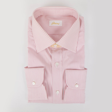 Shadow Striped Cotton Slim Fit Dress Shirt // Pink (15R)