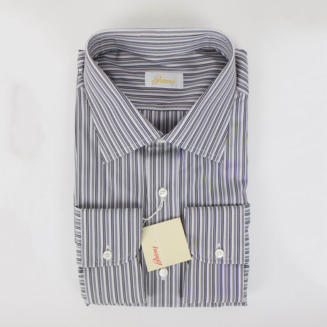 Shadow Striped Cotton Slim Fit Dress Shirt // Gray (15R)