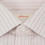 Striped Cotton Slim Fit Dress Shirt // Pink (15.5R)