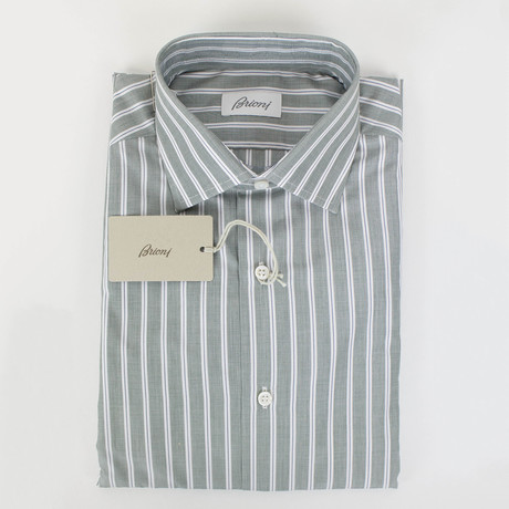 Chris Striped Cotton Slim Fit Dress Shirt // Gray (US: 15R)