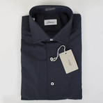 Striped Cotton Slim Fit Dress Shirt // Black (15R)