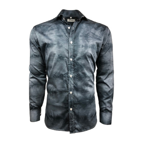 Semi Fitted Hand-Dyed Button Down Shirt // Black Denim Wash (S)