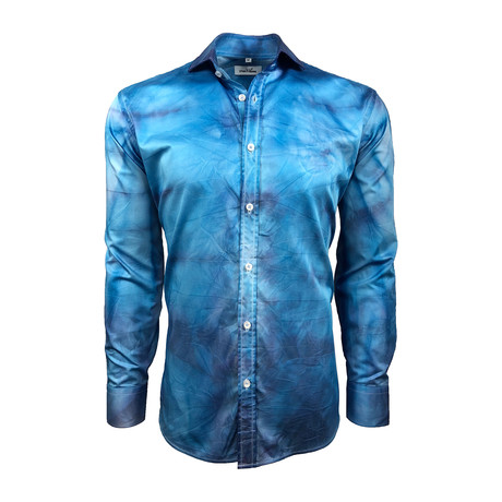 Semi Fitted Hand-Dyed Button Down Shirt // Turquoise Wash (S)