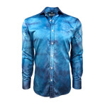 Semi Fitted Hand-Dyed Button Down Shirt // Turquoise Wash (S)