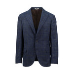 Checkered Wool Blend Sport Coat // Blue (Euro: 44)