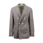 Striped Wool Double Breasted Sport Coat // Gray (Euro: 50)
