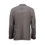 Striped Wool Double Breasted Sport Coat // Brown (Euro: 48)
