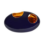 Pebble Long Vase (Midnight Blue + Gold)