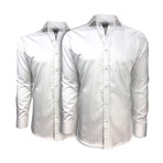 Semi Fitted Button Down Shirt // White + White // 2-Pack (M)
