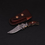 Handmade Damascus Liner Lock Folding Knife // 2642