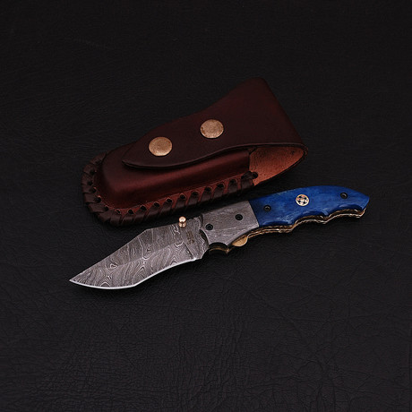 Damascus Liner Lock Folding Knife // 2643