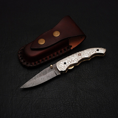 Damascus Liner Lock Folding Knife // 2645