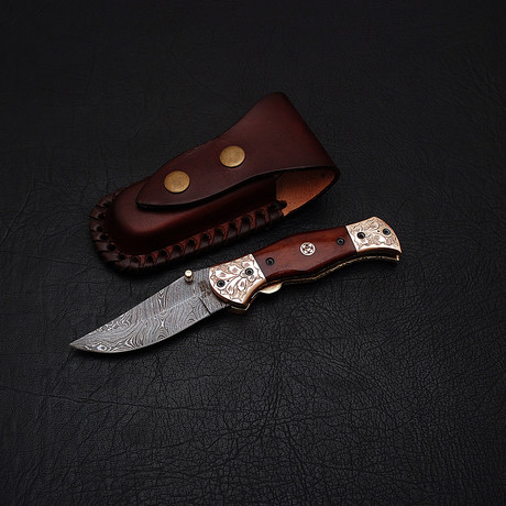 Damascus Liner Lock Folding Knife // 2646