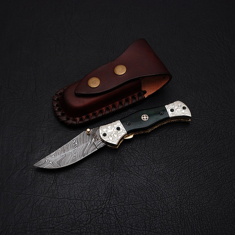 Damascus Liner Lock Folding Knife // 2653