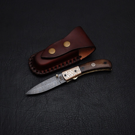 Damascus Liner lock Folding Knife // 2652