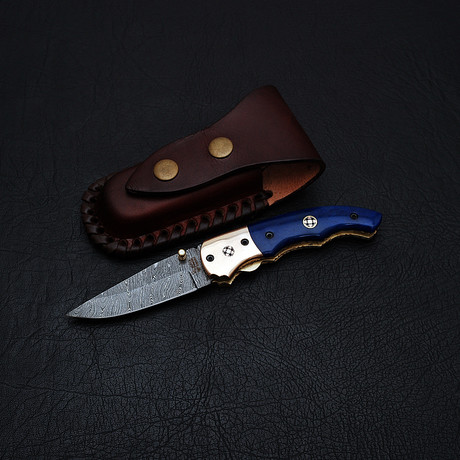 Damascus Liner Lock Folding Knife // 2655