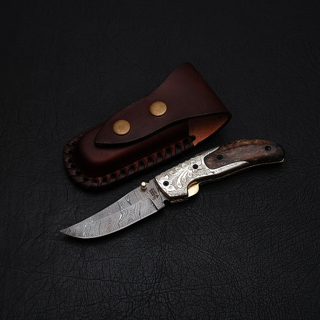 Damascus Liner lock Folding Knife // 2657