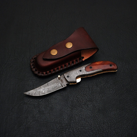 Damascus Liner lock Folding Knife // 2659