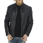 Kendall Leather Jacket // Blue (L)
