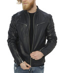 Kendall Leather Jacket // Blue (XL)