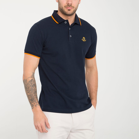 Radius Polo Shirt // Navy + Orange (XS)
