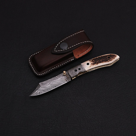 Damascus Liner lock Folding Knife // 2667