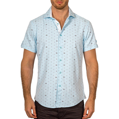 William Short Sleeve Button-Up Shirt // Turquoise (XS)