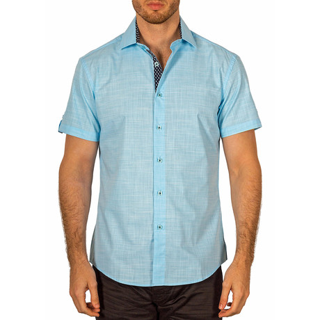 Michael Short Sleeve Button-Up Shirt // Turquoise (XS)
