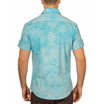 Gabriel Short Sleeve Button-Up Shirt // Turquoise (M)
