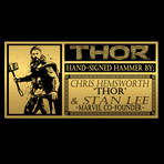 Thor's Hammer // Stan Lee + Chris Hemsworth Signed // Custom Museum Display