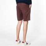 Cotton Blend Distressed Shorts // Burgundy (33WX32L)