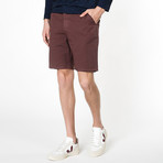 Cotton Blend Distressed Shorts // Burgundy (33WX32L)