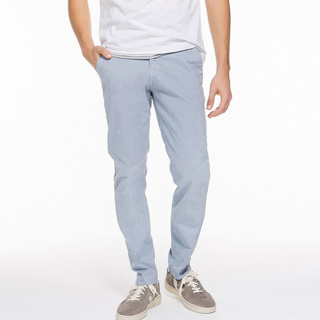 Regular Fit Cotton Blend Garment Washed Chino Pants // Ice Grey (30WX32L)