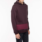 Two Tone Double Layer Design Loopback Cotton Hoodie // Burgundy (S)