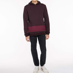 Two Tone Double Layer Design Loopback Cotton Hoodie // Burgundy (S)