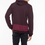 Two Tone Double Layer Design Loopback Cotton Hoodie // Burgundy (S)