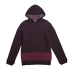 Two Tone Double Layer Design Loopback Cotton Hoodie // Burgundy (S)