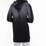 Coated Longline Hooded Cardigan // Black (S)