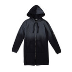 Coated Longline Hooded Cardigan // Black (S)