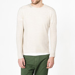 Linen Blend Crew Neck Knitted Sweater // Beige (M)