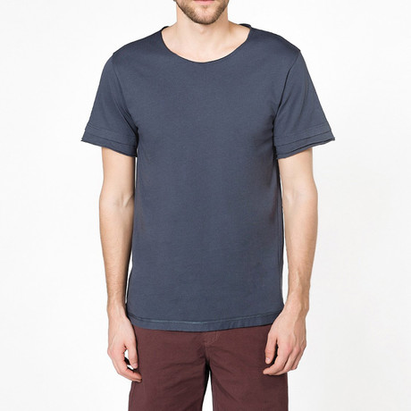 Crew Neck Garment Dyed Organic Cotton T-shirt // Slate Blue (S)