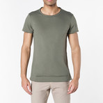 Crew Neck Raw Edged Organic Cotton T-shirt // Khaki (XL)