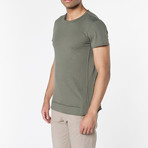 Crew Neck Raw Edged Organic Cotton T-shirt // Khaki (XL)