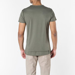 Crew Neck Raw Edged Organic Cotton T-shirt // Khaki (XL)