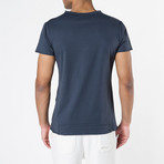 Crew Neck Raw Edged Organic Cotton T-shirt // Meteor Blue (L)