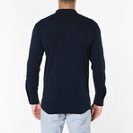 Henley Long Sleeve Cotton Slub Tee Navy // Blue (S)