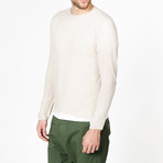 Linen Blend Crew Neck Knitted Sweater // Beige (M)